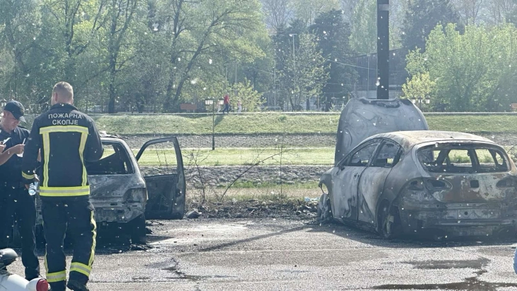 Shuhet zjarri nën Kalanë e Shkupit  digjen pesë automjete